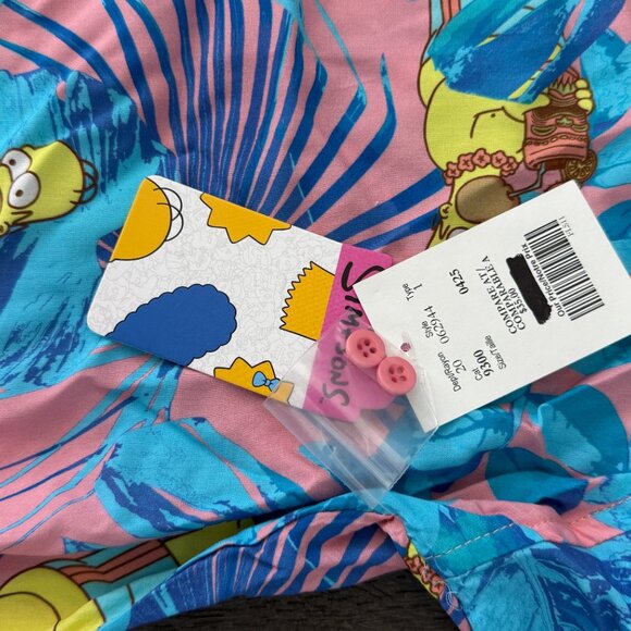 SIMPSONS Hawaiian Shirt - Pink/Blue - Mens - XL - Picture 2 of 3